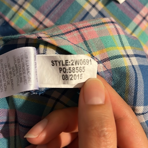 Vineyard Vines Little River Plaid Popover Flannel Button Top, Sz 00 - Picture 7 of 8
